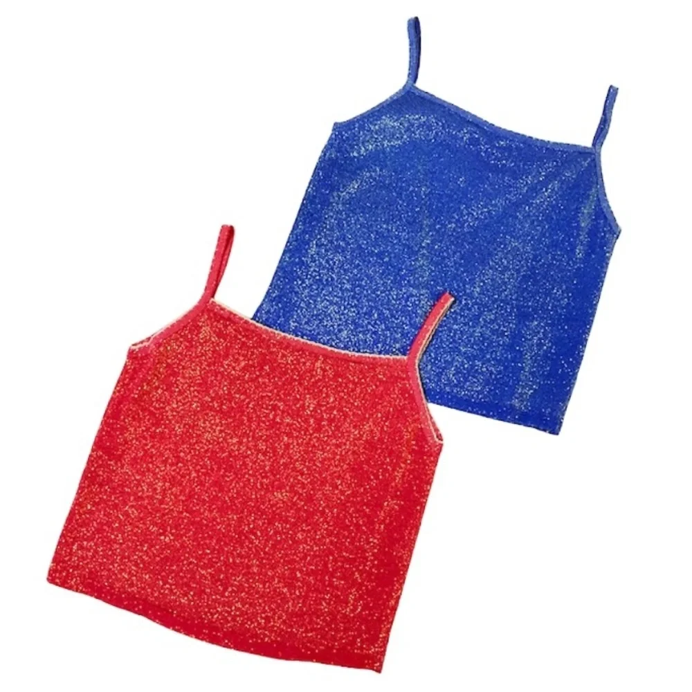 Vintage Pair of Sparkly Glittery Beaded Neck Camis - Picture 4 of 5